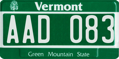 VT license plate AAD083