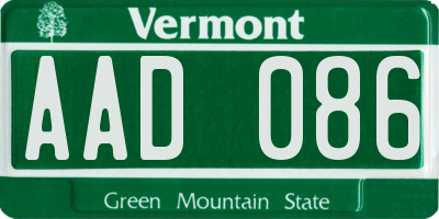 VT license plate AAD086