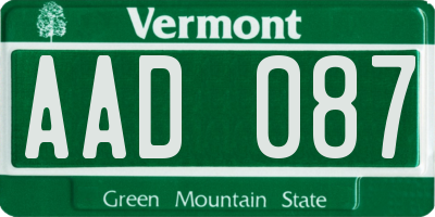 VT license plate AAD087