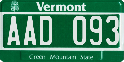 VT license plate AAD093