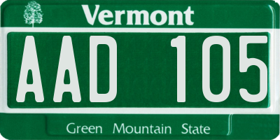 VT license plate AAD105