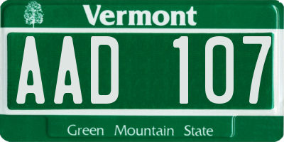 VT license plate AAD107