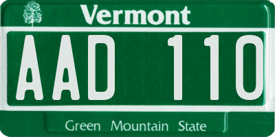 VT license plate AAD110