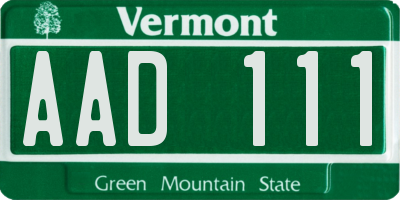 VT license plate AAD111