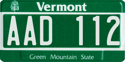 VT license plate AAD112