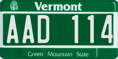 VT license plate AAD114