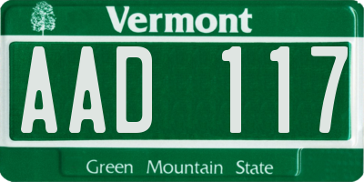 VT license plate AAD117