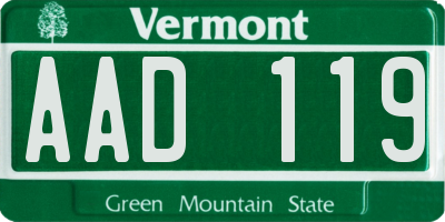 VT license plate AAD119