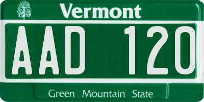 VT license plate AAD120