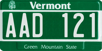 VT license plate AAD121