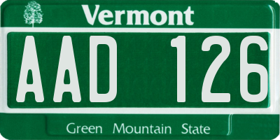 VT license plate AAD126