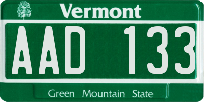 VT license plate AAD133