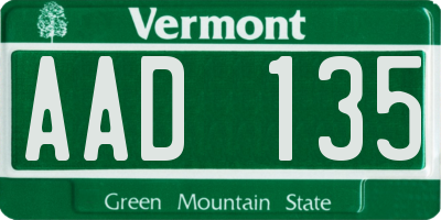 VT license plate AAD135