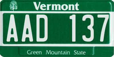 VT license plate AAD137