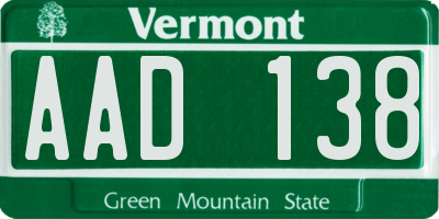 VT license plate AAD138