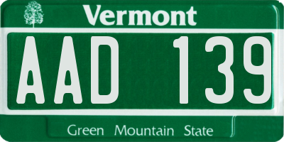 VT license plate AAD139