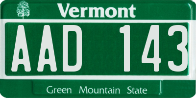 VT license plate AAD143