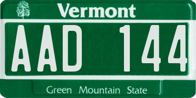 VT license plate AAD144