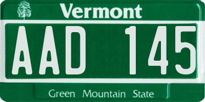 VT license plate AAD145