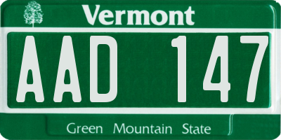 VT license plate AAD147