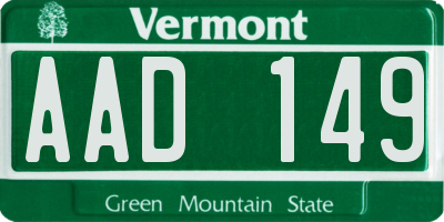 VT license plate AAD149