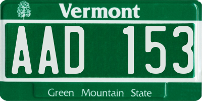 VT license plate AAD153