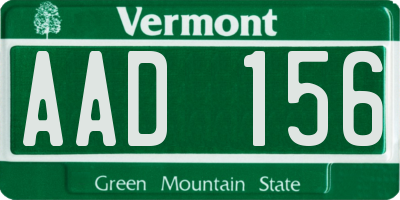 VT license plate AAD156