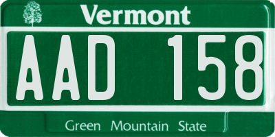 VT license plate AAD158