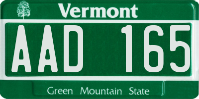 VT license plate AAD165