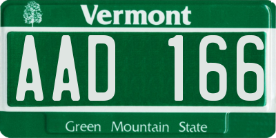 VT license plate AAD166