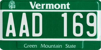 VT license plate AAD169