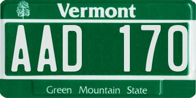 VT license plate AAD170