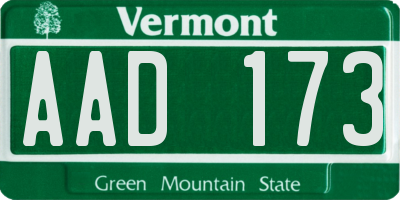 VT license plate AAD173