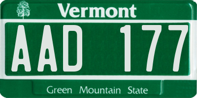 VT license plate AAD177