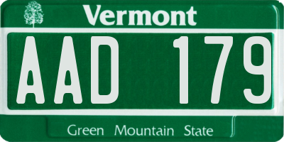 VT license plate AAD179