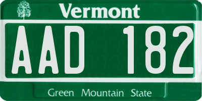 VT license plate AAD182