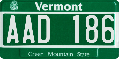 VT license plate AAD186