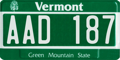 VT license plate AAD187