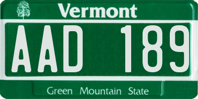 VT license plate AAD189