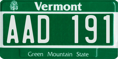 VT license plate AAD191