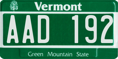 VT license plate AAD192