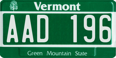 VT license plate AAD196