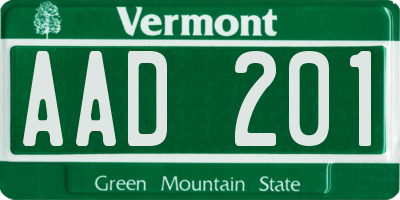 VT license plate AAD201