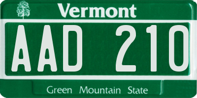 VT license plate AAD210