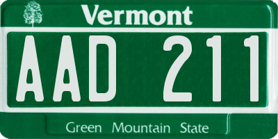 VT license plate AAD211