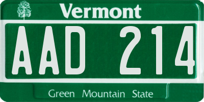 VT license plate AAD214