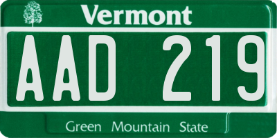 VT license plate AAD219