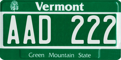 VT license plate AAD222