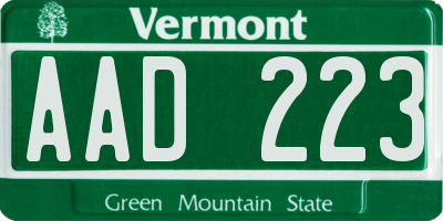 VT license plate AAD223