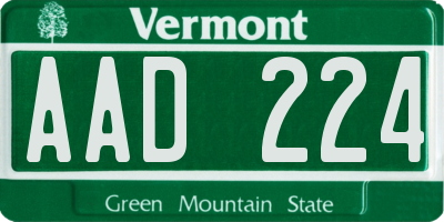 VT license plate AAD224